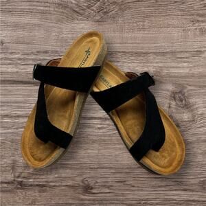 Eastland Shauna Sandals Black Suede Leather Shoes Women's Size 7M EUR 37.5